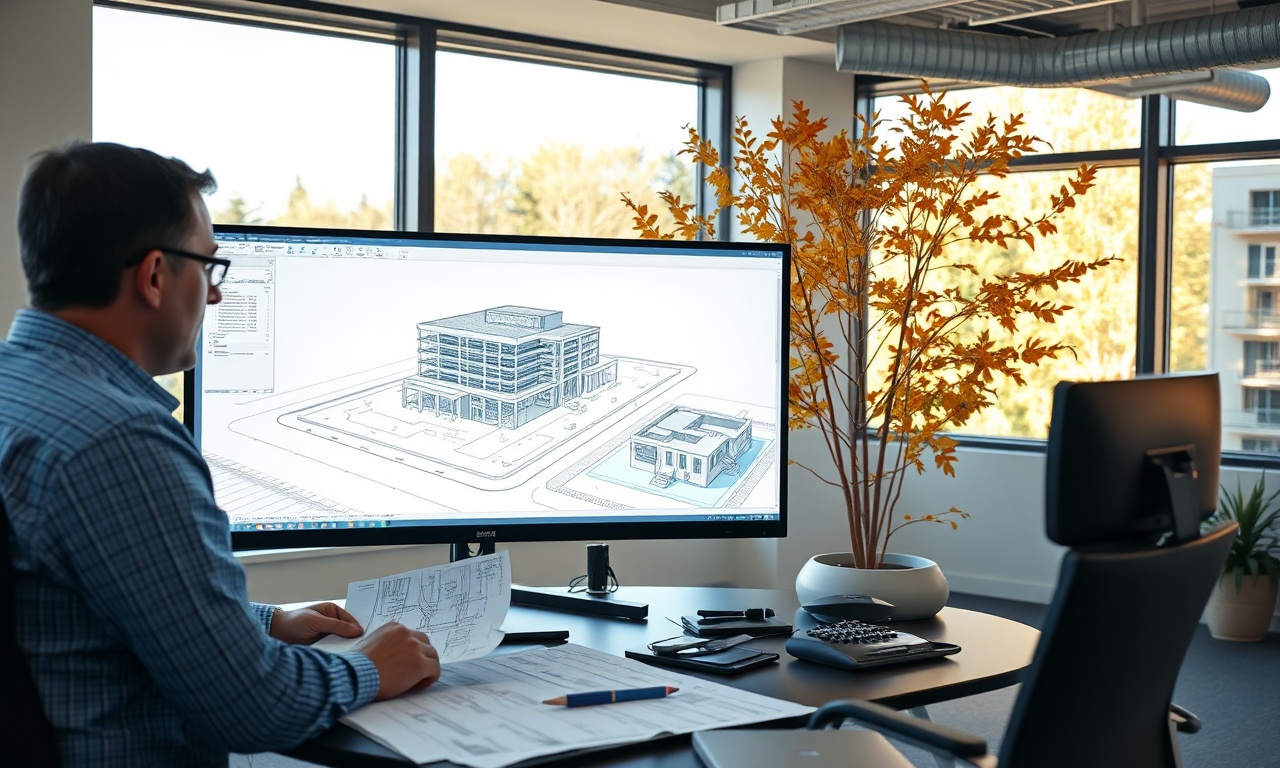 BIM engineers reviewing a 3D building model on screen